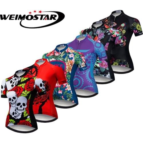 Skull Gear T-Shirt Weimostar Cycling Jersey Women Short Sleeved ownhill jersey maillot ciclismo mtb Jersey Tops