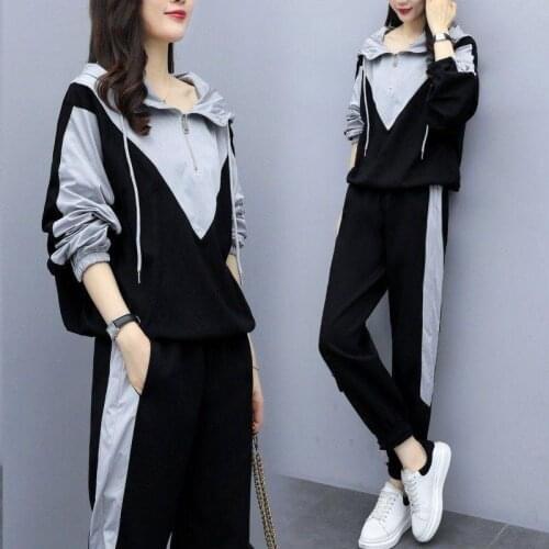 Women Hoodies Pant Clothing Set Casual 2 Piece Set Clothes Patchwork Tracksuit Women Set Top Pants Ladies Suit