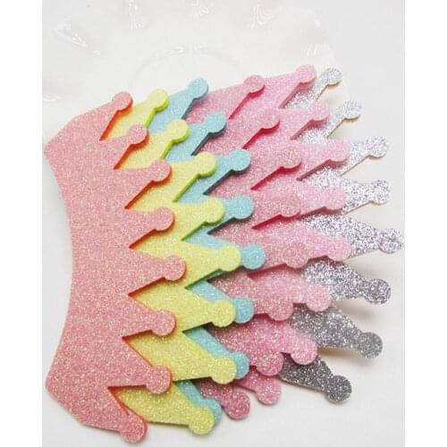 100pcs/lot Glitter crown padded applique Crafts for headwear cake decorate DIY accessories 9.5*3.2cm