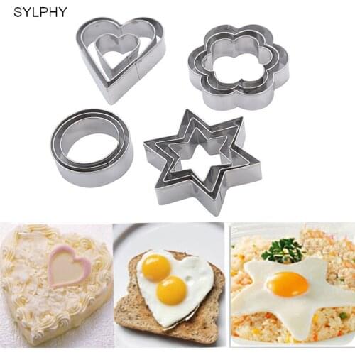 12 pcs/set Fruit Vegetable Slicer Cutters for Child Stainless Steel Cute Biscuit Mold Cookie Cutters Set Kitchen Cooking Tools