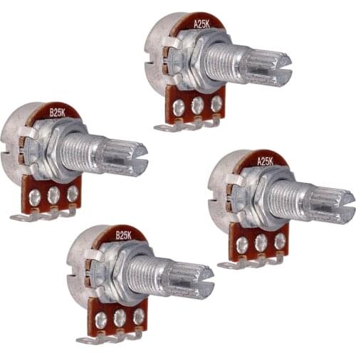 4pcs Full Size A25K / B25K Audio Tone Volume Pots Potentiometer Dia 17mm L 18mm Shaft