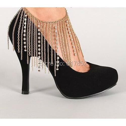 FREE SHIPPING New Style L60 Women Fashion Gold Chains Ankle Chains Gold Rhinestone Chains Anklets Jewelry 2 Colors