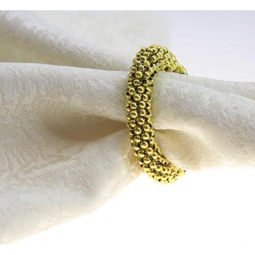 Free shipping gold beaded wedding napkin ring 24 pcs qn18082701