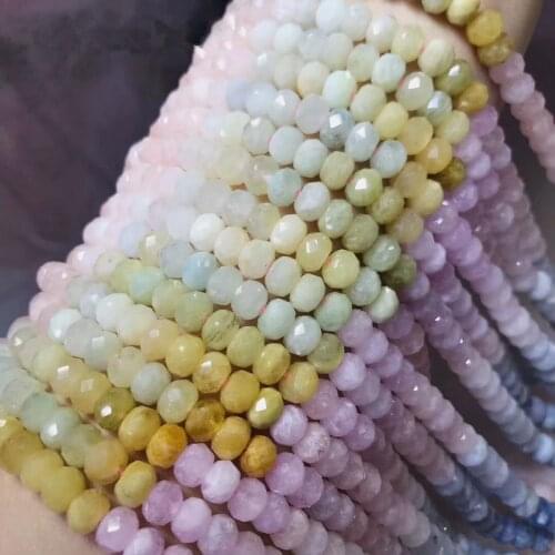 Loose beads morganite roundel faceted 4*6mm for DIY jewelry making FPPJ wholesale beads nature gem stone