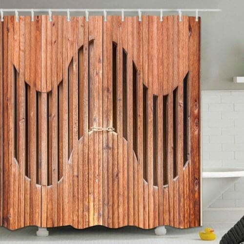 Rustic Wooden Farmhouse Shower Curtain Retro Barn Door Extra Long Waterproof Bathroom Screens Polyester Fabric for Bathtub Decor
