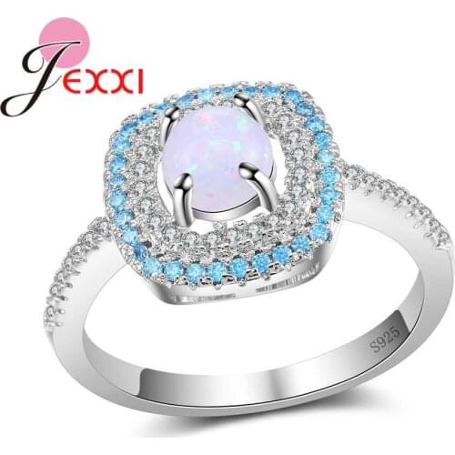 Precious Opal Stone Rings For Women 100% 925 Sterling Silver Fashion Wedding Jewelry Kunckle Ring Fast Shipping