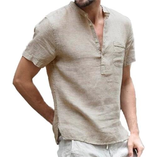 T-shirt Cross-Border Japanese Style Leisure Linen Solid Men Sweet Shirts Korean Clothes Fashion Clothing Short