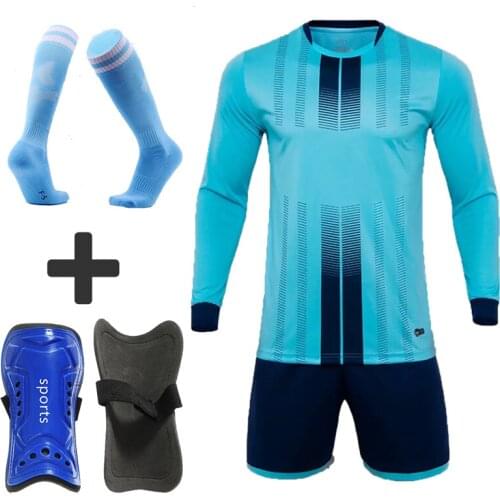 New Customized Adult Children Soccer Jerseys Shin Guards Pads Sock Boys Girls Soccer Unisex Football Clothes Sets