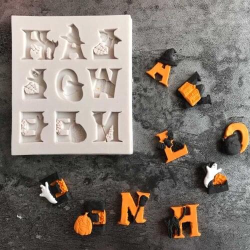 Halloween Alphabet Fondant Silicone Mold Craft Cake Decorating Tools Biscuits Baking Mold Chocolate Candy Tools K143