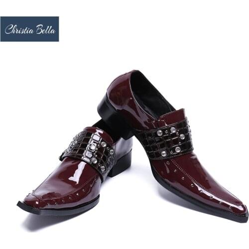 Christia Bella Italian Fashion Men Dress Shoes Genuine Leather Man Formal Suit Footwear with Buckle Business Office Shoes