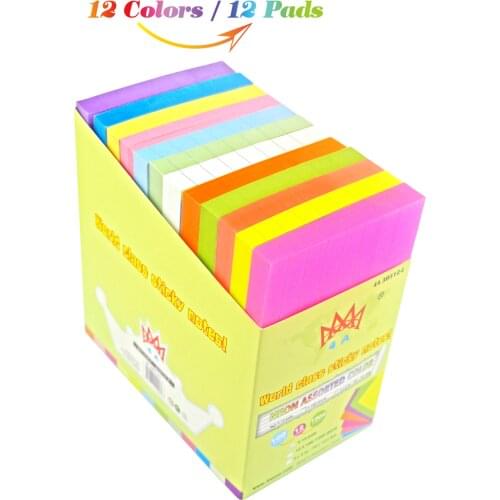 4A Sticky Notes,3 x 5 Inches,Neon Assorted,Lined,12 Colors,Self-Stick Notes,100 Sheets/Pad,12 Pads/Pack,4A 30512-L