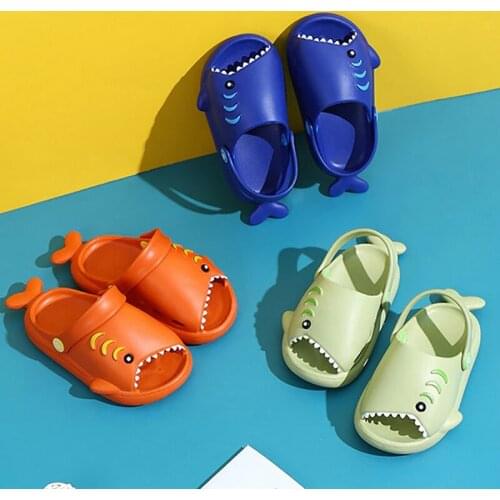 Dihope Summer Fun Shark Shape Slippers Baby Boy Beach Shoes Soft Bottom Non-slip Hole Shoes Girls Toddler Shoes Kids Sandals