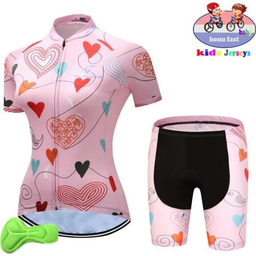 Girls 2021summer Breathable Kids Cycling Jersey Set Child Short Sleeve Bike Clothing Ropa Ciclismo Girl Cycling Suit Bike Wear