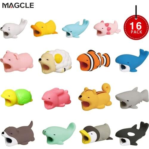Magcle Cute Animal Bite Winder for iPhone USB Cable Protector Organizer Chompers Shark Koala Panda Bites Doll + Bag