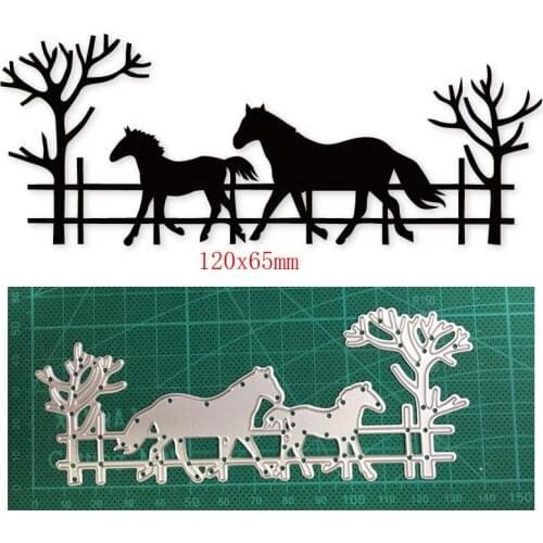 Horse Tree Fence Metal Cutting Dies Stencils For DIY Scrapbooking Decoration Embossing dies Handcraft Dies Cutting Craft dies