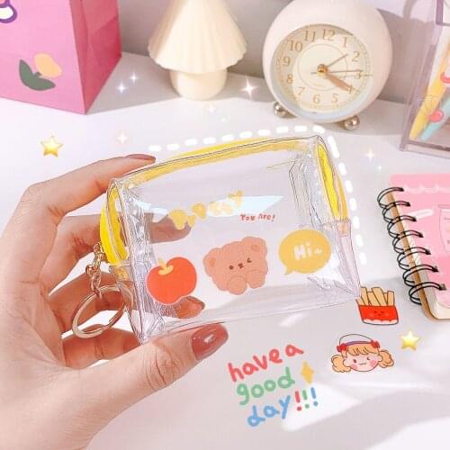 Cute cartoon coin purses transparent bag waterproof student pocket coin bag Kawaii mini purses for girls small wallet women