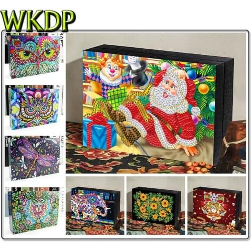 New 5D DIY Diamond Painting Embroidery Kits Mosaic Rhinestone Makeup Storge Box Santa Animal Sparkling Christmas New Year Gift