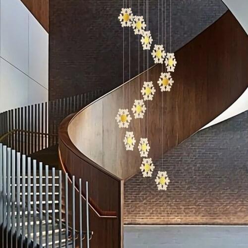 New Modern Led Chandelier Creative art Restaurant bar reception villa Staircase Nordic light Luxury snowflake Hanging lamp