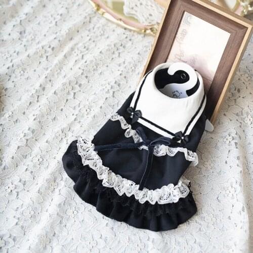 Pet Clothes Navy Collar College Style Princess Dress Lolita Teddy Dog Autumn and Winter Clothes New Dress for Wedding Party