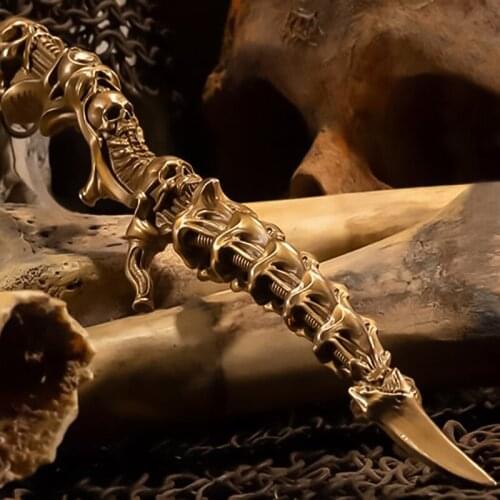 OGRM Crafts Bronze Alien Gull Tea-knife Handmade Tea Knife AVP Alien Model Statuette Decoration Knives Tool Gifts Collections