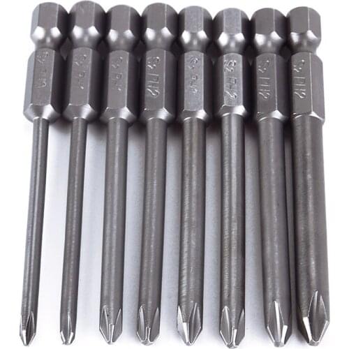 Useful 8pcs/set Shank 1/4 inch S2 Alloy Steel Magnetic Hex Cross Head Screwdriver Bits Set PH0 PH1 PH2 Screwdriver Head#91149