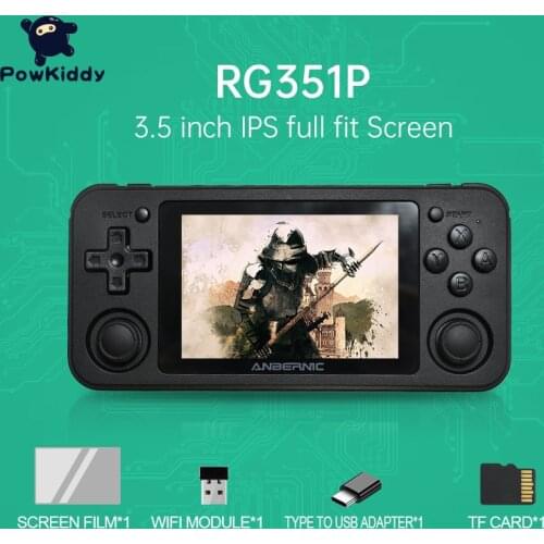Powkiddy RG351P Retro Game Console Double Rocker RK3326 1.5GHz 128GB Version Open Linux System PS1 N64 Games Childrens gifts