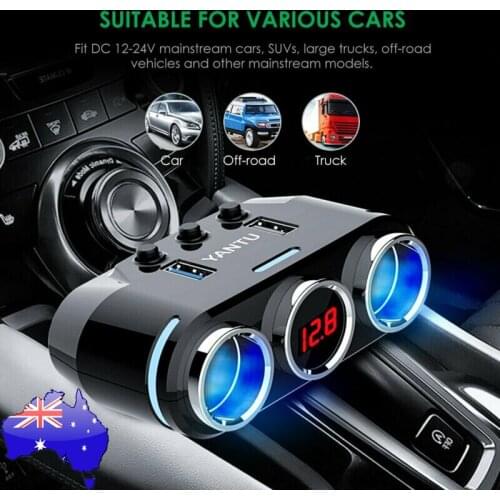 2 USB Port 3 Way Auto Car Cigarette Lighter Socket Splitter Charger Plug Adapter For Phone PC Ipad