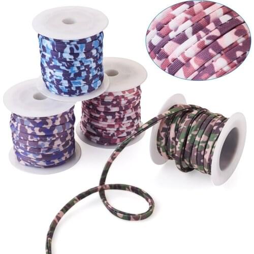 1Set 5mm Flat Elastic Cord String Soft Colorful Polyester Stretchy Webbing Strap with Spool for DIY Crafts Making Sewing 3m/Roll