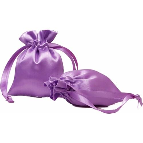 100pcs drawstring bag satin fabric jewelry storage bag custom logo 9.5*14cm gift bag wholesale for jewelry hair packaging