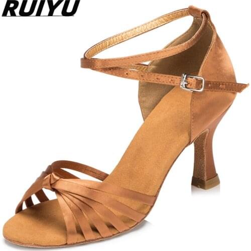 Latin Dance Shoes Ladies Dance Shoes Tango Salsa Jazz Girl Ballroom Professional Dance Shoes Satin Bronze Black