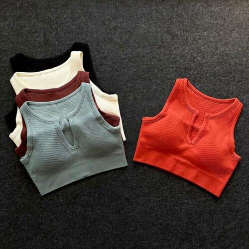 U-Neck Yoga Tops Women Seamless Sports Bra Push Up Fitness Crop Top Workout Shockproof Gym Yoga Shirt Padded Womens Sportswear