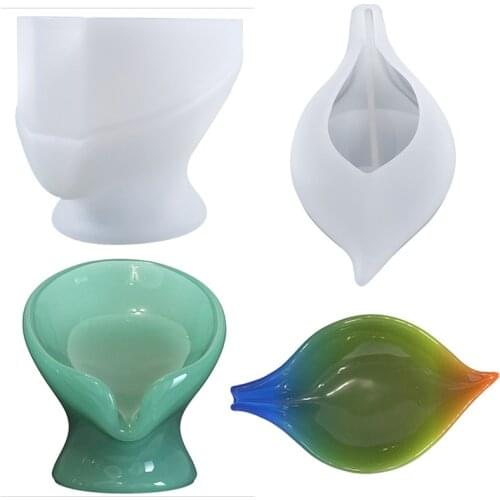 Lotus Leaf Shape Storage Box Silicone Mold DIY Epoxy Resin Soap Holder Dish Molds Bathroom Plate Tray Resin Crafts Casting Molds