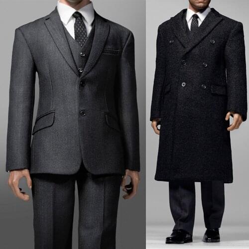 In stock 1/6 Scale Male Clothes Pop-x34 Couture Version Rich Gentleman Ben Overcoat Suit for 12'' Action Figure Body Clothing