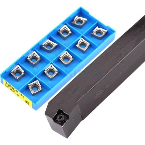 1pc SCFCR1616H09 SCFCR2020K09 CNC lathe outer circle precision turning tool holder rod+10pcs CCMT CCGT09 Carbide turning inserts