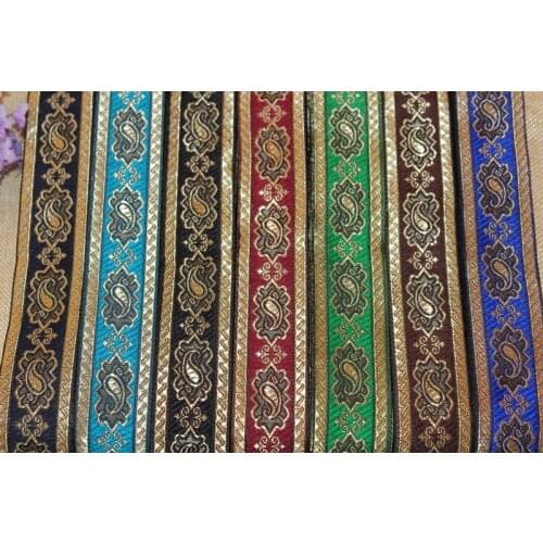 10yards/lot wide 3.5cm Woven Jacquard Ribbon Paisley design for curtain and clothing accessory LS-0798