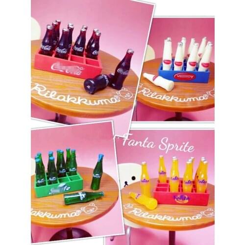 12pcs/dozen Mini coke Soda Model Dollhouse Miniature Drink Play food Doll House blyth BJD 1/6 Doll Toy kitchen food for barbie