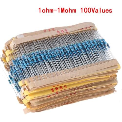 2000pcs/lot 1/4W Metal Film Resistor Assorted Kit, 1 ohm-1M ohm 100 Values set of Resistors Assortment DIY electronic set