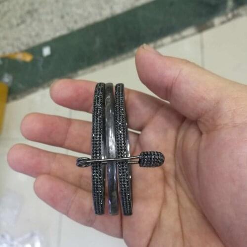 925 Sterling Silver Pin Bangles For Women With Cubic Zirconia Stones