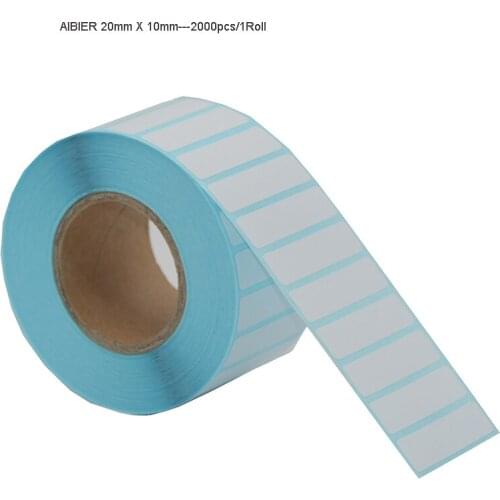AIBIER Thermal Label barcode Sticker 40mm Core 1Roll 20mm X 10mm-2000 Top Thermal Paper Adhesive Stickers Zebra Godex Compatible
