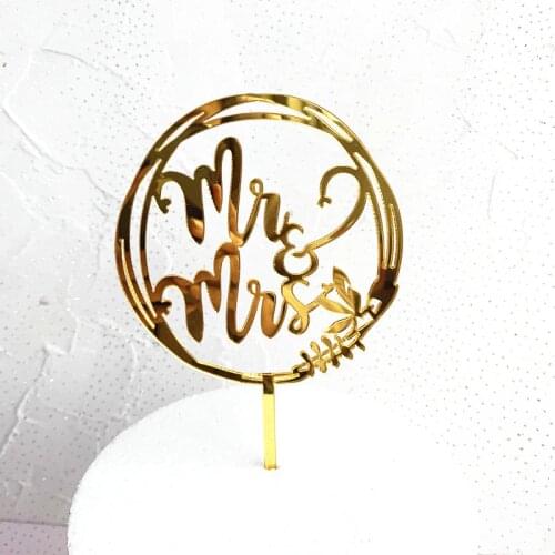"Mr&Mrs""Always"Wedding Acrylic Cake Topper Flower Happy Birthday Acrylic Cake Topper For Birthday Wedding Party Cake Decoration