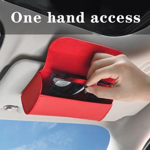 Car Glasses Box Glasses Storage Box Sun Visor Inside Car Sunglasses Storage Bill Card Clip Car Leather Glasses Box
