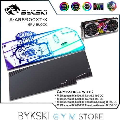 Bykski GPU Water Block Use For Asrock RX6900XT/RX6800XT Phantom Gaming /Taichi X 16G OC VGA Card/Full Cover Copper A-AR6900XT-X