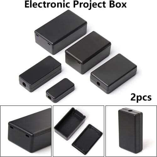 New 2pcs Waterproof Black DIY Housing Instrument Case ABS Plastic Project Box Storage Case Enclosure Boxes Electronic Supplies