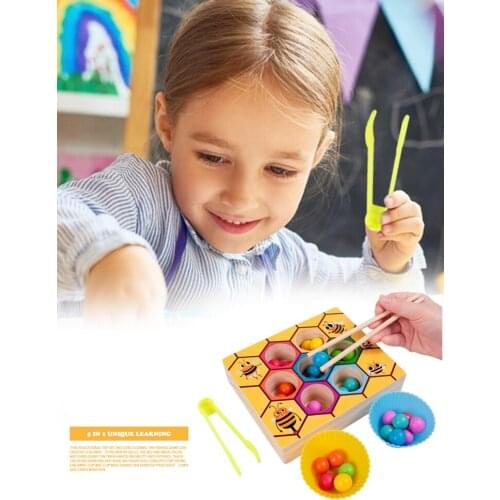 Hive Board Games Montessori Wooden Toys Baby Bees Clamp Picking Memory Training Matching Math Early Education Interactive Active