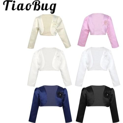 Kids Girls Wedding Party Flower Girls Dresses Jacket Kids Girls Long Sleeves Bolero Jacket Shrug Party Summer Communion Coat