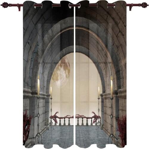 Arched Corridor Palace Kitchen Curtain Kids Bedroom Living Room Balcony French Windows Curtain Fabric Pergola Bathroom