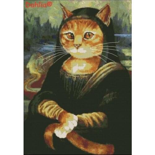 Oil painting Personality cat Arts Needlework Embroidery DIY Cross Stitch Kits Crafts 14CT Unprinted Home Decor Handmade
