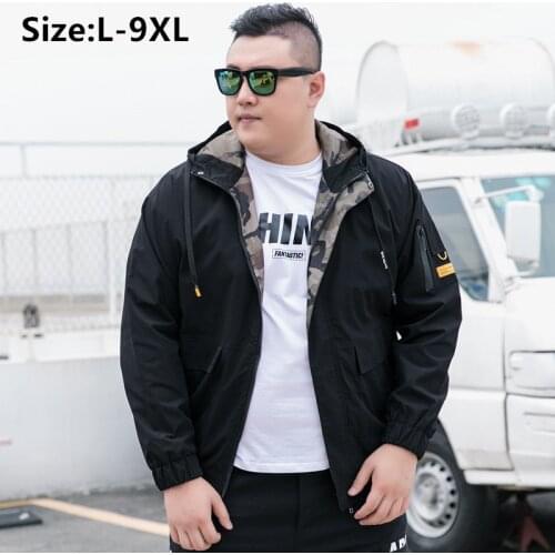 Bomber Jacket Men Clothing Fashion Parka Spring Autumn Mens Windbreaker Big Hooded Plus Size 5XL 6XL 7XL 8XL 9XL Man Cargo Coats