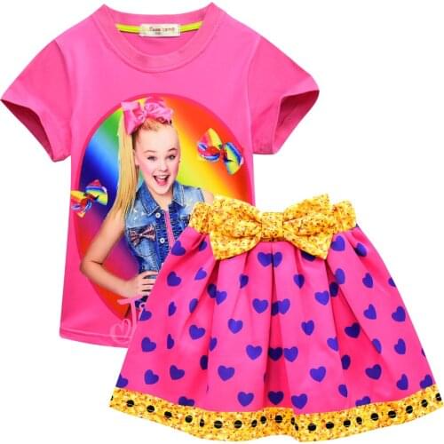 Summer Girls Clothing Sets Fashion Cotton print short sleeve T-shirt and Short skirt girls clothes sport suits kids Party