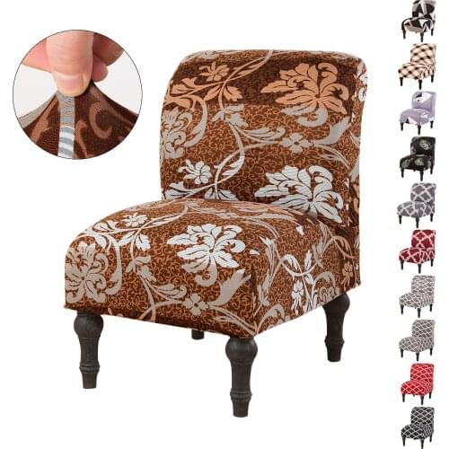 Morocco Armless Chair Spandex Stretch Accent Chair Cover For Living Room Floral Print Seat Slipcover Morocco Home Decor D39